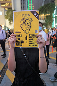 Street protest against the anti-mask law due to come into force at midnight, Central, 4 October 2019