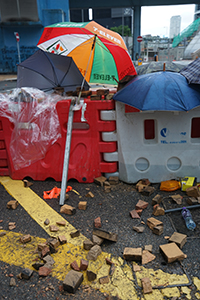Barricade on Rodney Street, Admiralty, 6 October 2019