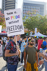 Gay Pride rally at Edinburgh Place, Central, 16 November 2019