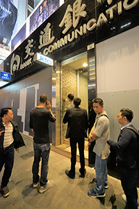 Workmen conducting repairs at a branch of Bank Of Communications, Pedder Street, Central, 18 November 2019