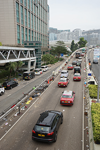 Hung Hom Bypass, with debris from overnight battles between protesters and police, East Tsim Sha Tsui, 19 November 2019