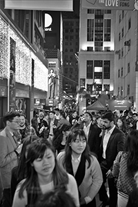 Crowds celebrating New Year's Eve in the Lan Kwai Fong nightlife area, Central, 31 December 2019