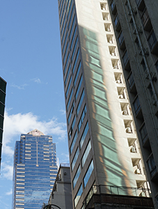 Reflected light on a building, Sheung Wan, 9 December 2019