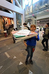 A very large pizza being delivered, Queen's Road Central, 20 December 2019