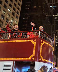 Party tram on Des Voeux Road Central, 23 December 2019