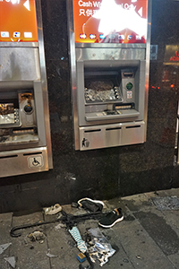 Vandalized HSBC ATMs, Pedder Street, Central, 1 January 2020