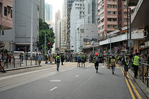Police line on Des Voeux Road West, Sai Ying Pun, 28 July 2019
