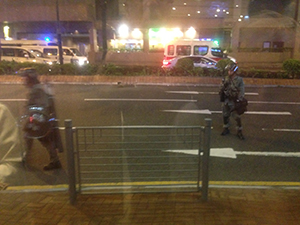 Riot police on the street, Sha Tin, 14 July 2019
