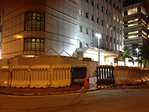 Central Police Station behind barricades, Chung Kong Road, Sheung Wan, 29 July 2019