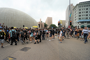 Anti-extradition bill march from Tsim Sha Tsui to West Kowloon Station, Salisbury Road, 7 July 2019