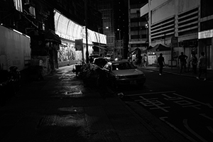 Mahjong parlour with an illuminated sign, Temple Street, Yau Ma Tei, 7 July 2019