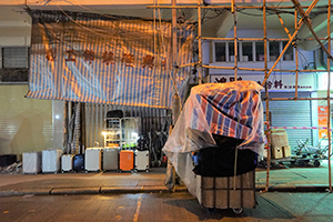 Closed shops, Temple Street, Yau Ma Tei, 7 July 2019