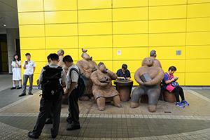 Sculpture by Rosanna Li outside the Yau Tong MTR station, 12 July 2019