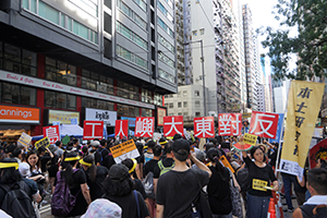 Crowds marching from Causeway Bay to Admiralty, 1st July annual protest rally and march, Wanchai, 1 July 2019