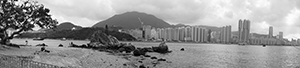 View towards Hong Kong Island from Lei Yue Mun with Lei Yue Mun lighthouse in view, 12 July 2019