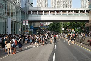 'Reclaim Sheung Shui' protest against parallel traders from China, Lung Sum Avenue, 13 July 2019