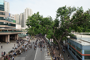 'Reclaim Sheung Shui' protest against parallel traders from China, San Wan Road, 13 July 2019