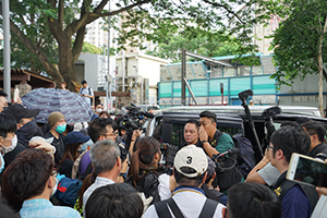 Besieged police vehicle, 'Reclaim Sheung Shui' protest against parallel traders from China, 13 July 2019