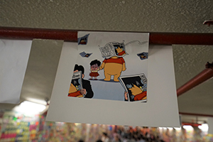 Posters in the 'Lennon Tunnel', a Lennon Wall in an underpass in Tai Po, 13 July 2019