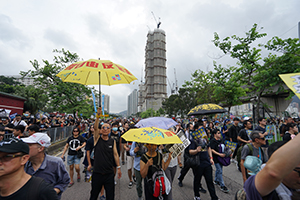 Crowds marching from Tai Wai to Sha Tin, an authorized anti-extradition bill march, 14 July 2019