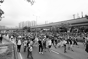 Crowds on an anti-extradition bill march to Sha Tin, Che Kung Miu Road, 14 July 2019