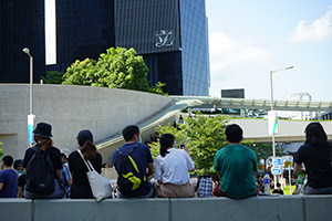 Protesters on Harcourt Road, Admiralty, in response to a call for a general strike on that day, 5 August 2019