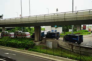 Water cannon trucks and armoured vehicles, Connaught Road West, 31 August 2019