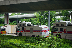 Water cannon trucks, Connaught Road West, 31 August 2019
