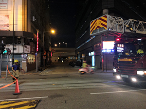 Fire truck on Des Voeux Road West, Sheung Wan, 4 August 2019