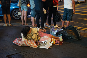 Homeless person on the street, Central, 2 August 2019