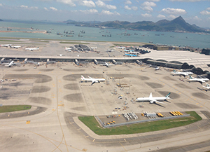 Hong Kong International Airport viewed from above, 6 September 2019