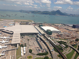 Hong Kong International Airport viewed from above, 6 September 2019