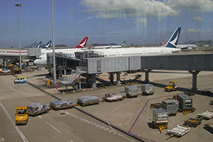 Cathay Pacific aircraft at Hong Kong International Airport, 6 September 2019