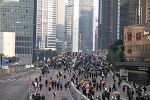 Tear gas on Harcourt Road flyover, Admiralty, 1 October 2019