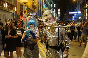 Halloween revellers, Wellington Street, Central, 31 October 2019