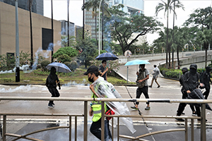 Tear gas used on a peaceful if unauthorized protest, Queensway, Admiralty, 6 October 2019