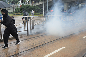 Tear gas used on peaceful protesters, Queensway, Admiralty, 6 October 2019