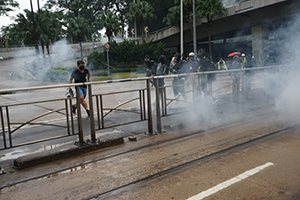 Tear gas used on peaceful protesters, Queensway, Admiralty, 6 October 2019