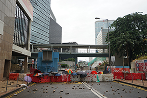 Barricade on Rodney Street, Admiralty, 6 October 2019