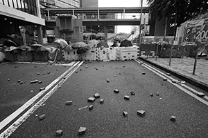 Barricade on Rodney Street, Admiralty, 6 October 2019