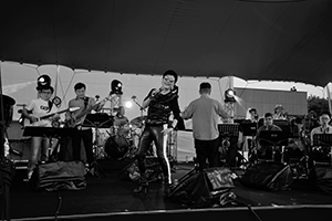 Eliza Chan, performing with the Patrick Lui Jazz Orchestra, at the Freespace Jazz Fest, West Kowloon Cultural District, 9 November 2019