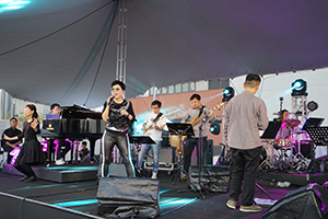 Eliza Chan, performing with the Patrick Lui Jazz Orchestra, at the Freespace Jazz Fest, West Kowloon Cultural District, 9 November 2019