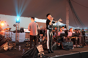Eliza Chan, performing with the Patrick Lui Jazz Orchestra, at the Freespace Jazz Fest, West Kowloon Cultural District, 9 November 2019