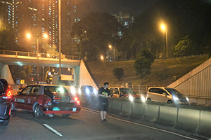 Traffic accident caused by an attempt by protesters to block the Eastern Harbour Crossing, Kowloon, 12 November 2019