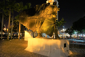 César's 'Flying Frenchman' outside the Hong Kong Cultural Centre, 15 November 2019