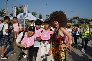 Participants at a gay pride rally, Edinburgh Place, Central, 16 November 2019