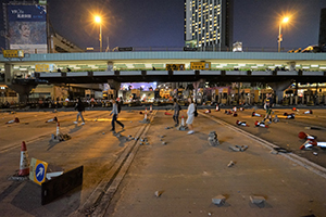 The Cross-harbour tunnel, blocked to traffic by protesters, Hung Hom, 16 November 2019