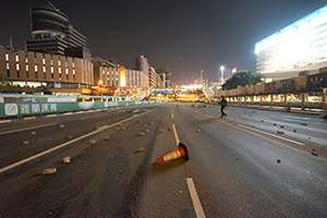 The Cross-harbour tunnel, blocked to traffic by protesters, Hung Hom, 16 November 2019