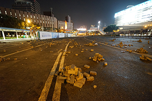 The Cross-harbour tunnel, blocked to traffic by protesters, Hong Chong Road, Hung Hom, 16 November 2019