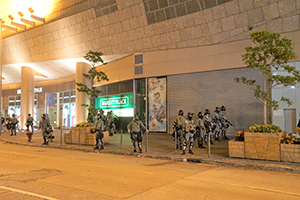 Riot police outside Langham Place, Shanghai Street, Mongkok, 16 November 2019